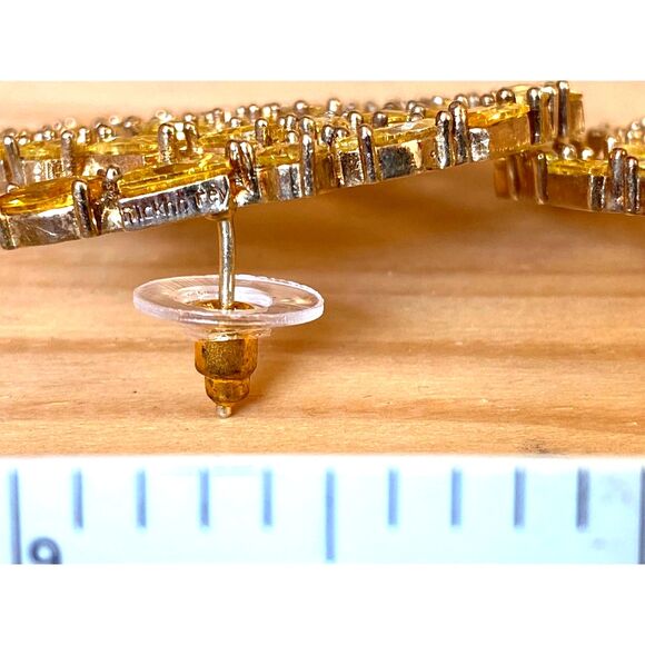 Nickho Rey Heidi Champagne Canary Yellow Gold Crystal Earrings 14K Gold Vermeil - Picture 10 of 11